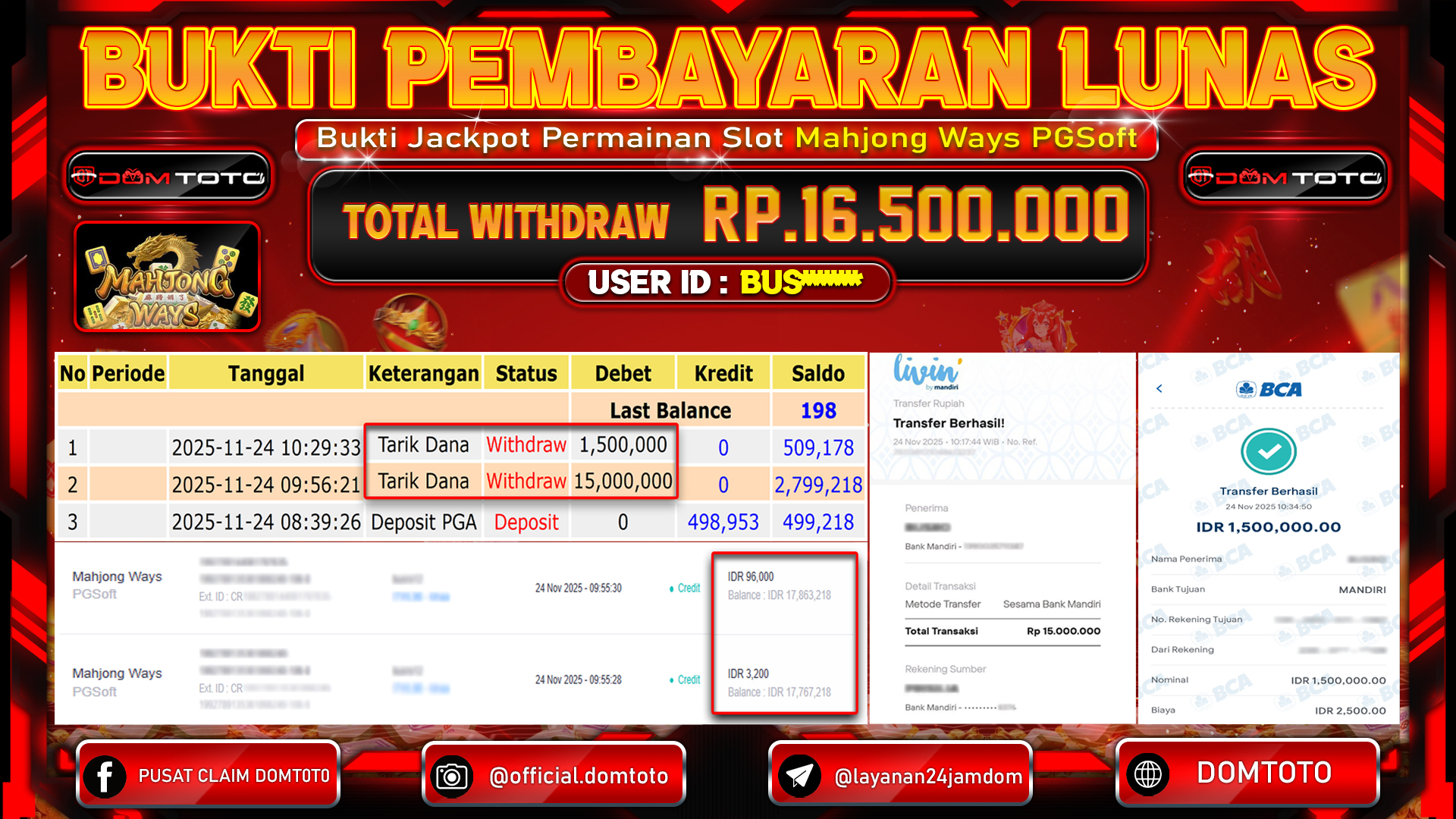 JACKPOT SLOT Mahjong Ways PGSOFT 24 NOVEMBER 2025